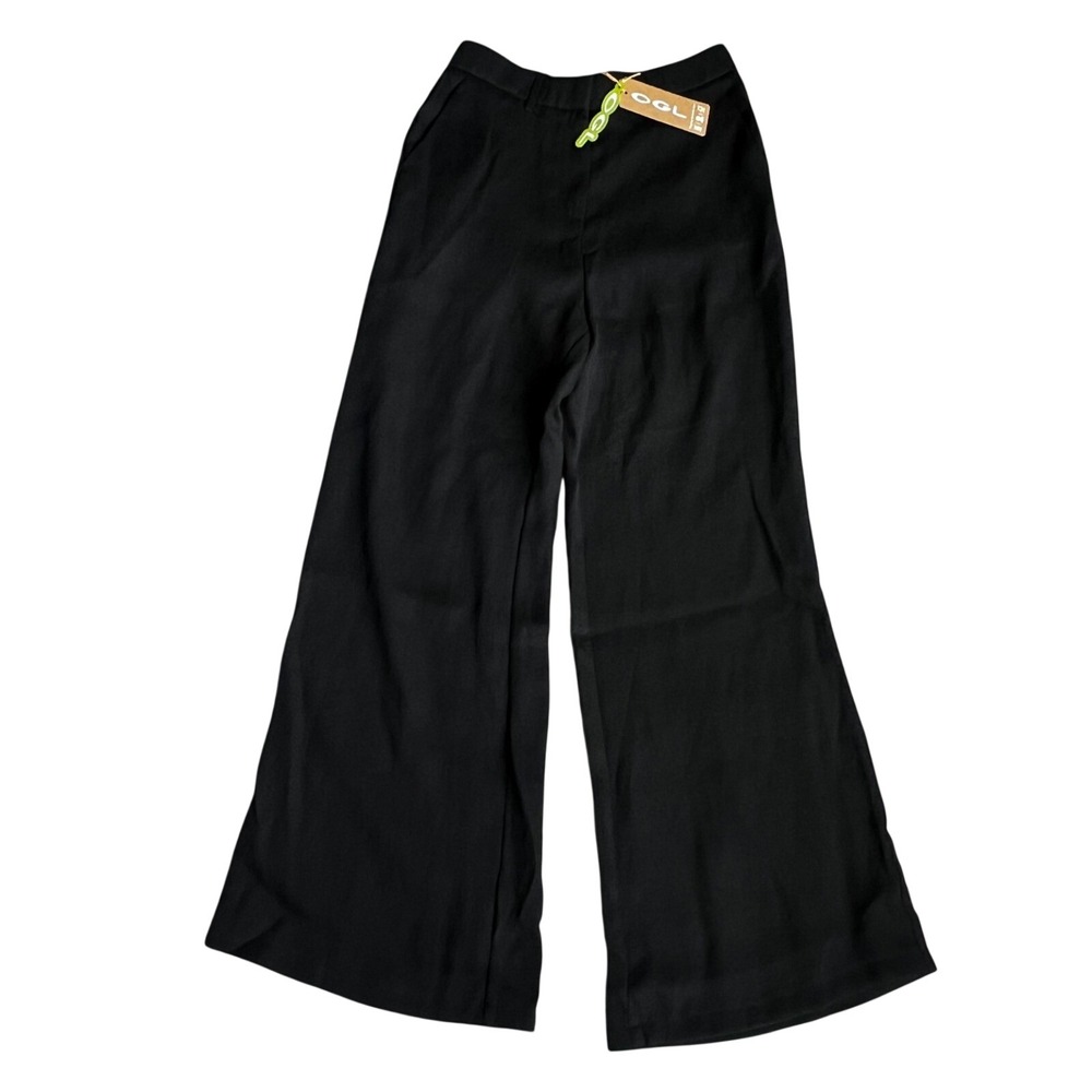 OGL Move Black Wide Leg Linen Blend Trousers High Rise Pants 250506-2383W31 M